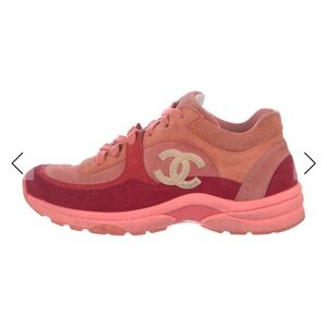 Chanel Suede Low Top Interlocking CC Logo Sneakers